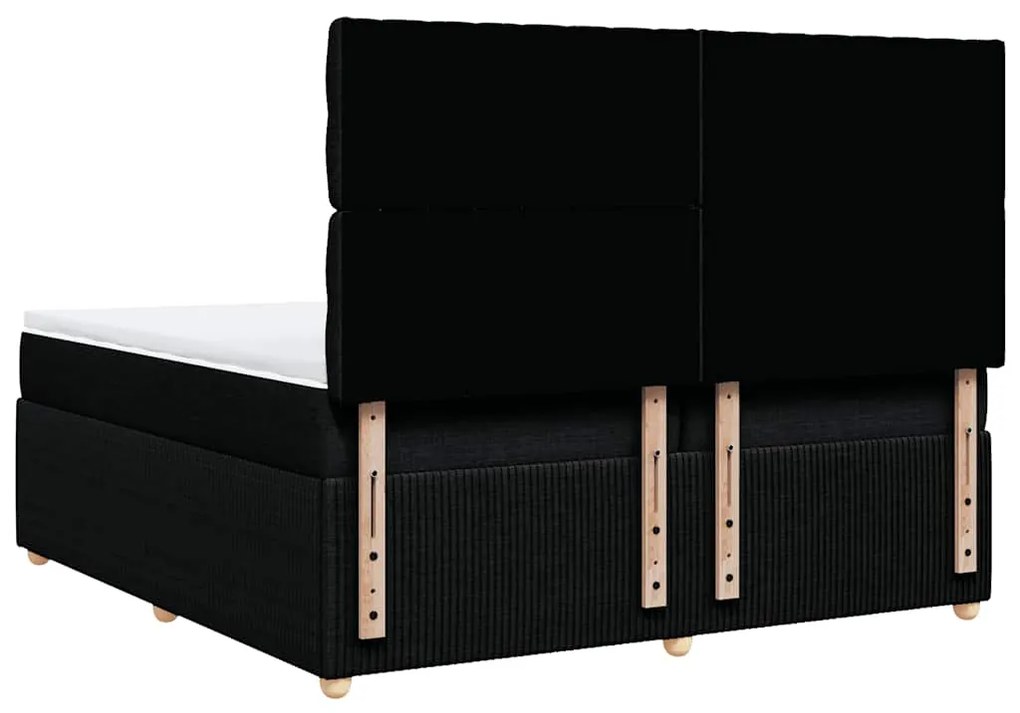 Cama com molas/colchão 200x200 cm tecido preto