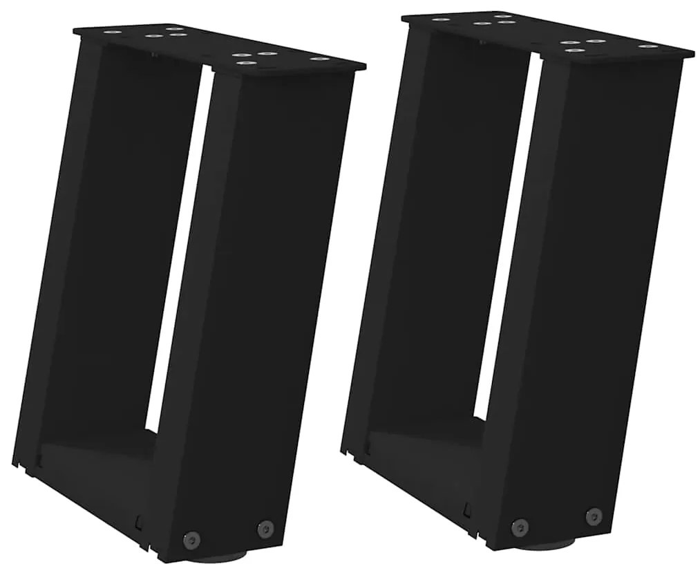 Pés para mesa de centro em formato de U, 2 peças, preto, 30x(30-31) cm