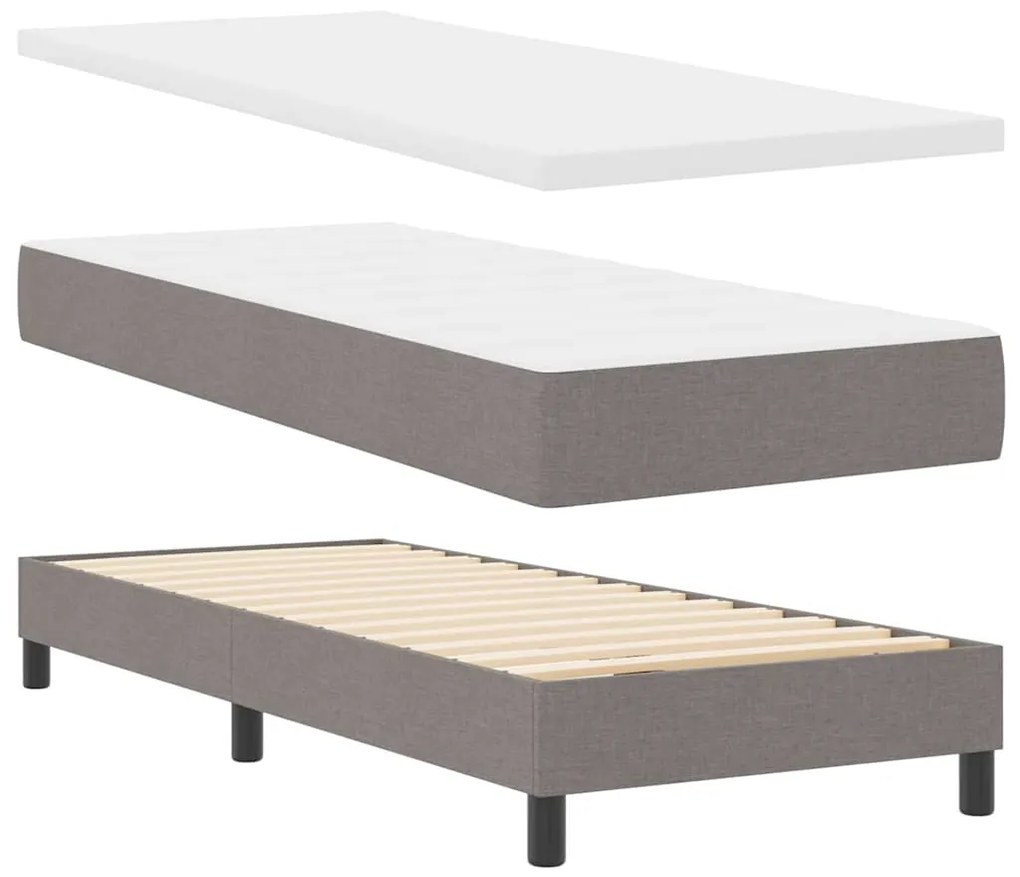 Cama Box com Colchão &amp; LED Taupe 80x200 cm Tecido