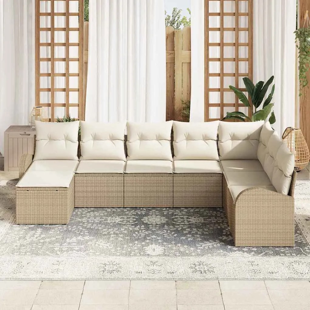 Conjunto de Sofá de Jardim 8 Peças com Almofadas Begeh em Rattan Sinté