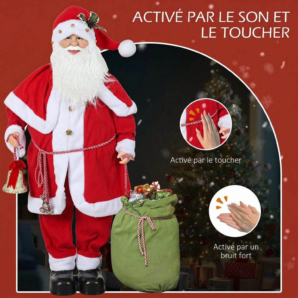 Figura de Pai Natal Decorativa, 55 x 21 x 140 cm, Animada com Efeitos Sonoros, Vermelho