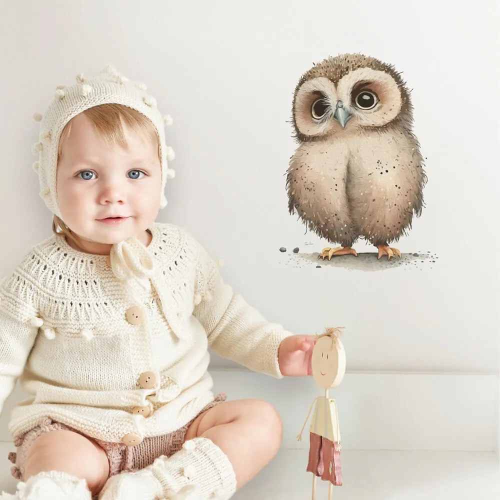 Autocolante para quarto infantil - Coruja adorável