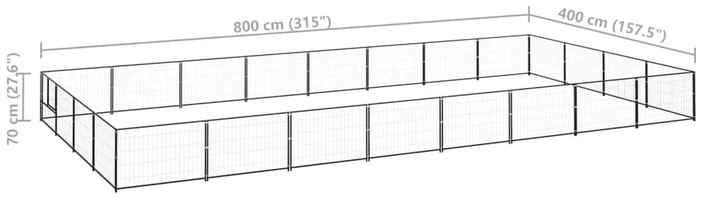 Canil para cães 32 m² aço preto