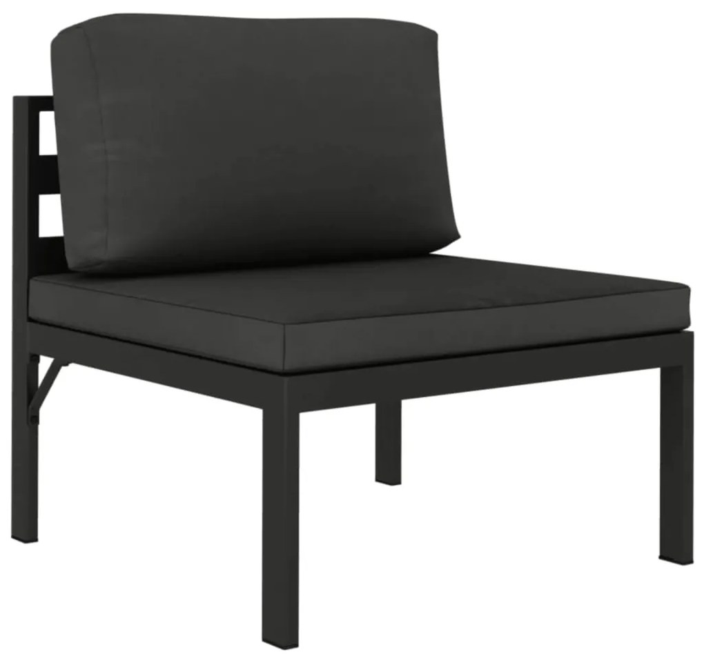 5 pcs conjunto lounge jardim com almofadões alumínio antracite