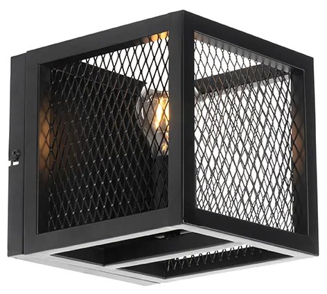 Candeeiro de parede industrial preto com malha - Cage Industrial
