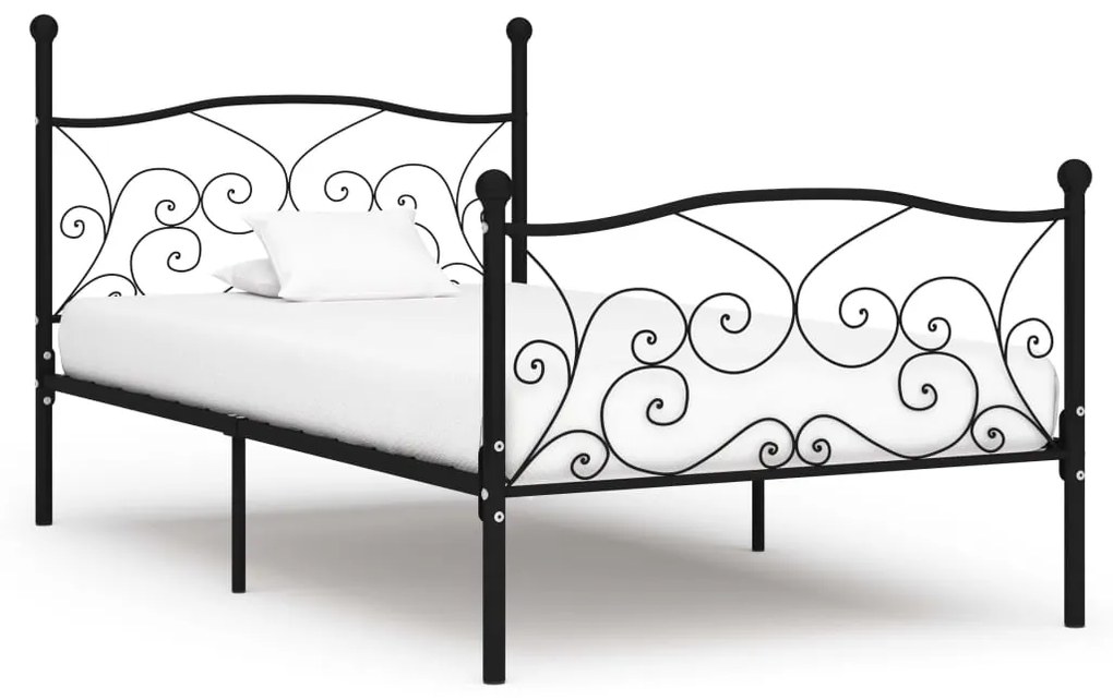 vidaXL Estrutura de cama com estrado de ripas 100x200 cm metal preto