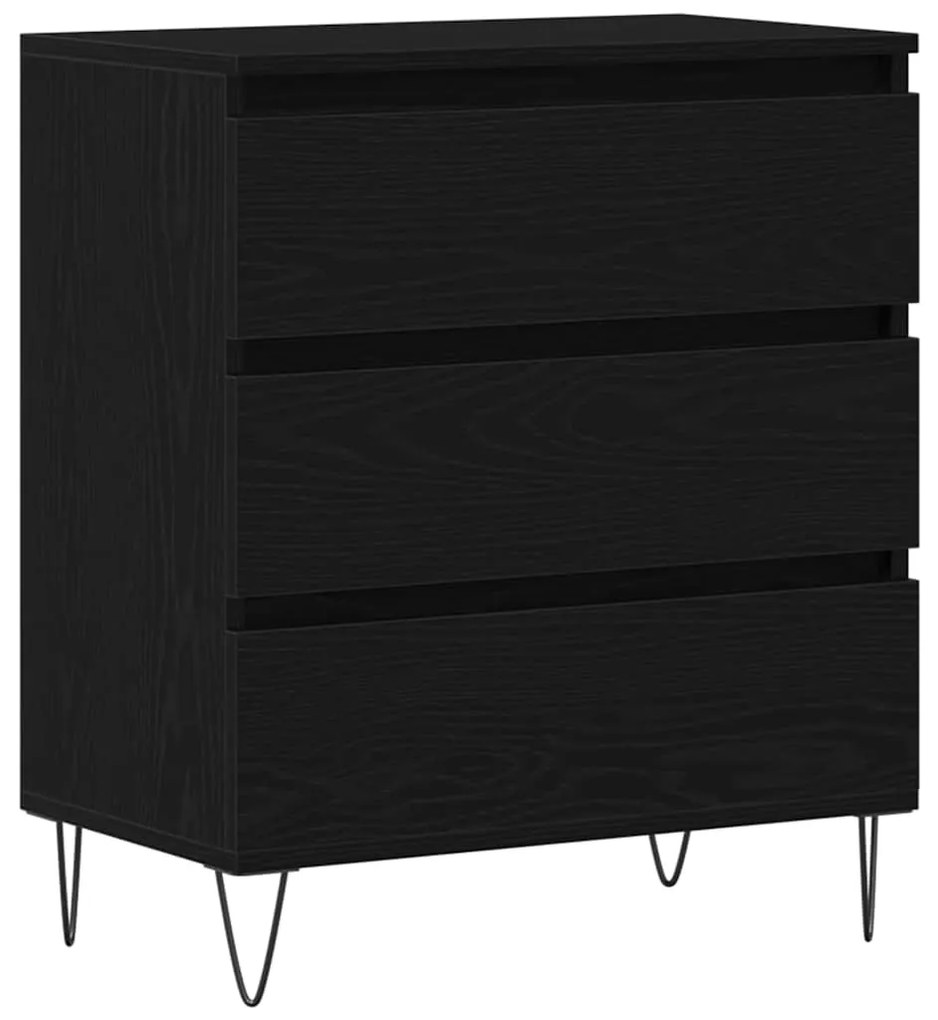 Aparador vidaXL com Gavetas Preto Carvalho 60x35x70 cm Madeira de Enge