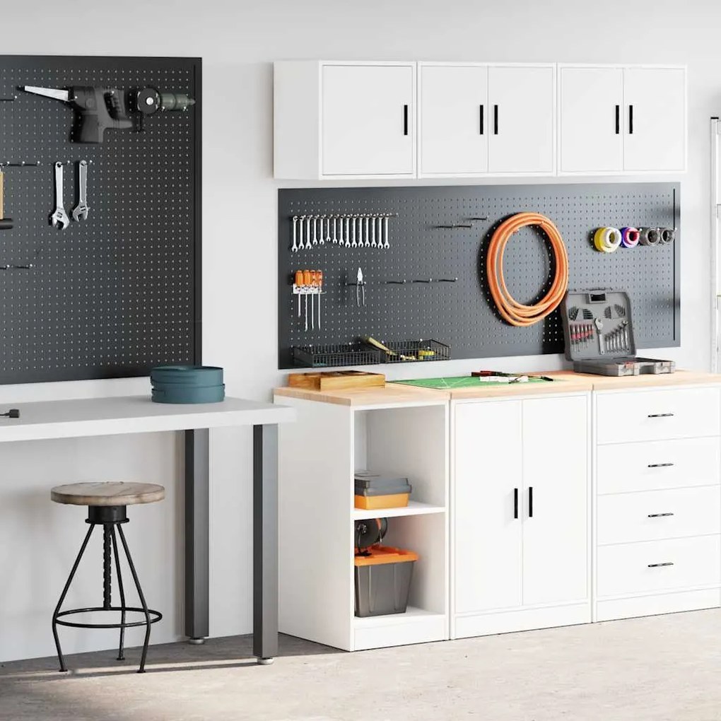 vidaXL Armários de garagem 2 pcs derivados de madeira branco