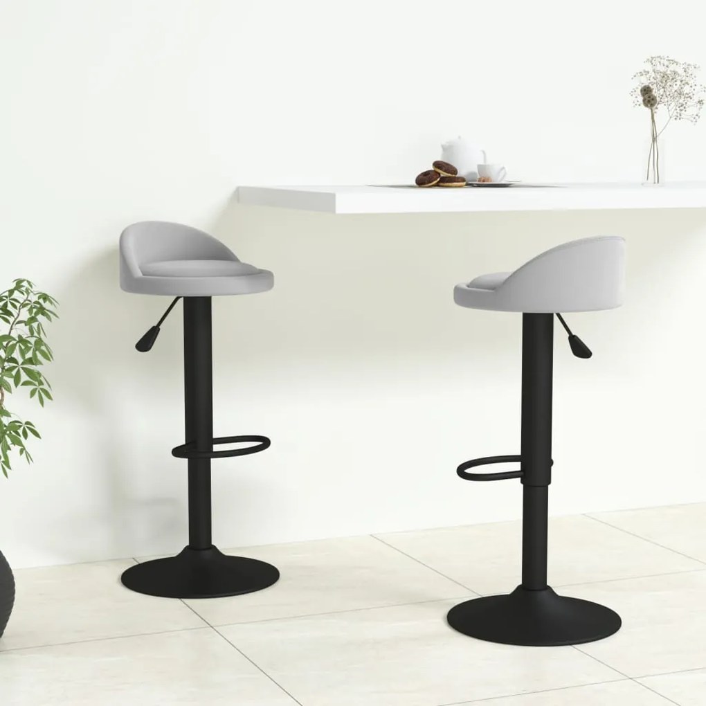 333601 vidaXL Bancos de bar 2 pcs veludo cinzento-claro
