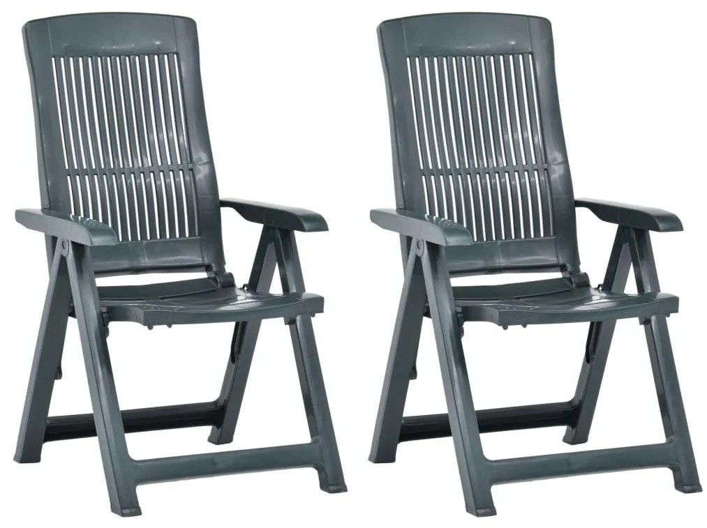 Cadeiras de jardim reclináveis 2 pcs plástico verde