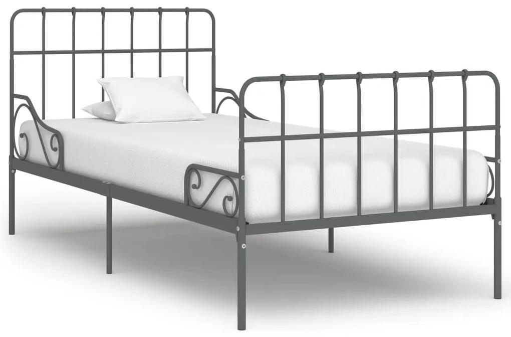 284615 vidaXL Estrutura de cama com estrado de ripas 90x200 cm metal cinzento