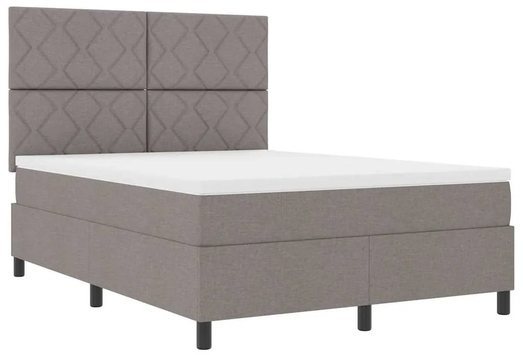 Cama Box com Colchão e Luz LED em Taupe, 140x200 cm