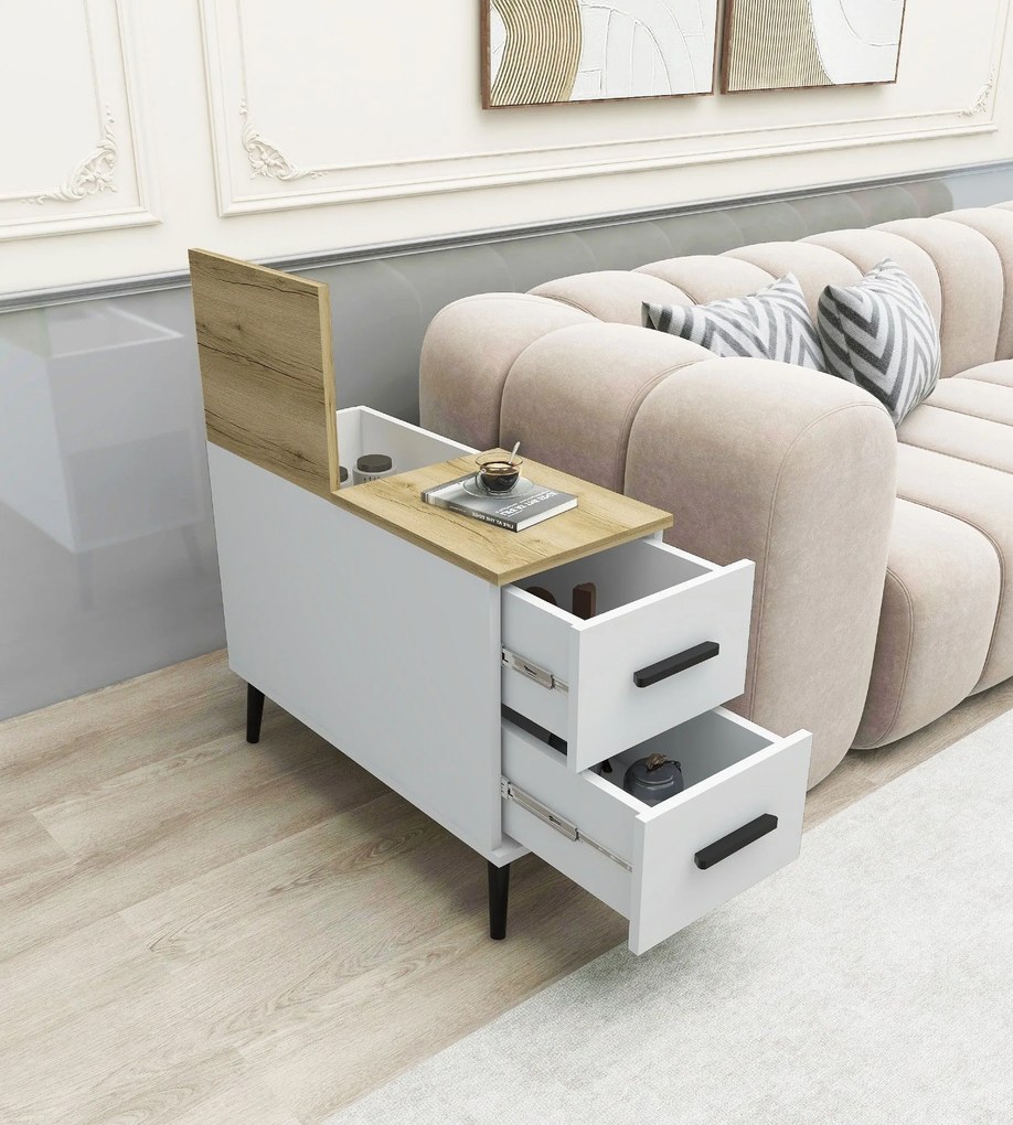 Mesa Lateral Island – Branco – 30 cm x 80 cm x 80 cm