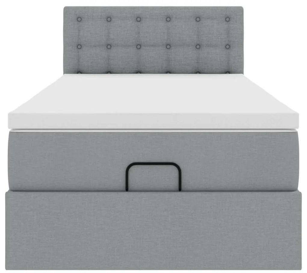 Estrutura cama otomana colchão 90x190 cm tecido cinzento claro