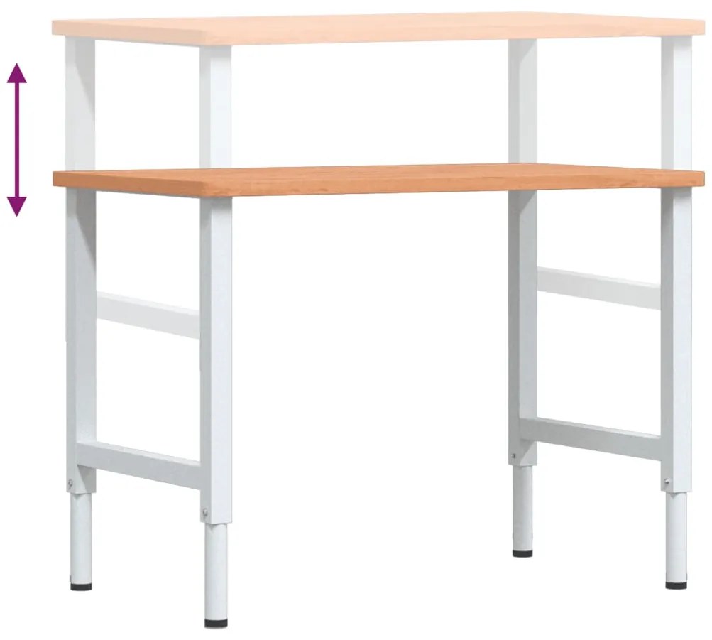 Bancada retangular 100x60x(71,5-98) cm madeira de faia maciça