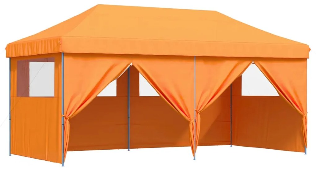 Tenda para festas pop-up dobrável c/ 4 paredes laterais laranja