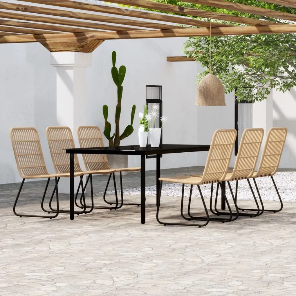 vidaXL 7 pcs conjunto de jantar para jardim cor de carvalho