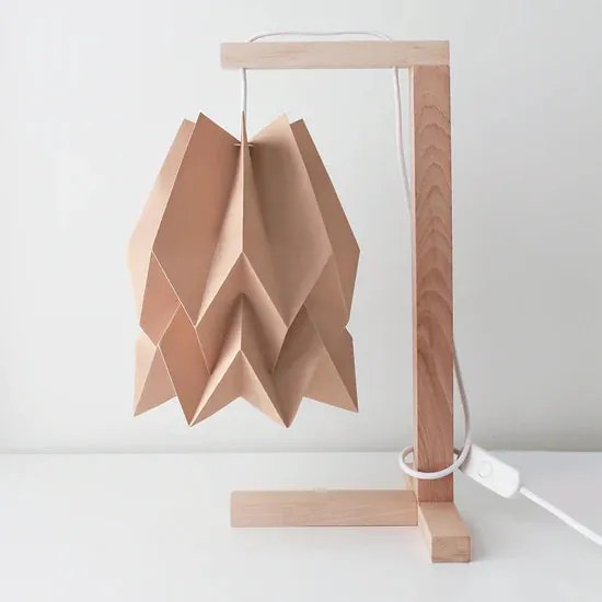 CANDEEIRO DE MESA ORIGAMI LISO - Castanheiro / Branco