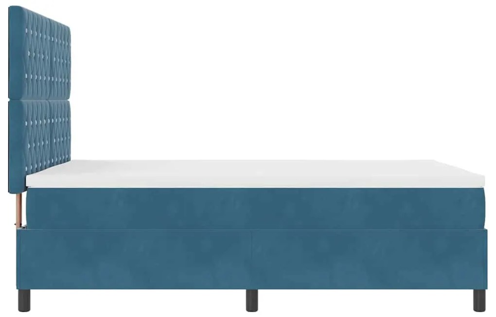 Cama Box Spring vidaXL com Colchão e LED Azul Escuro 140x190 cm Veludo