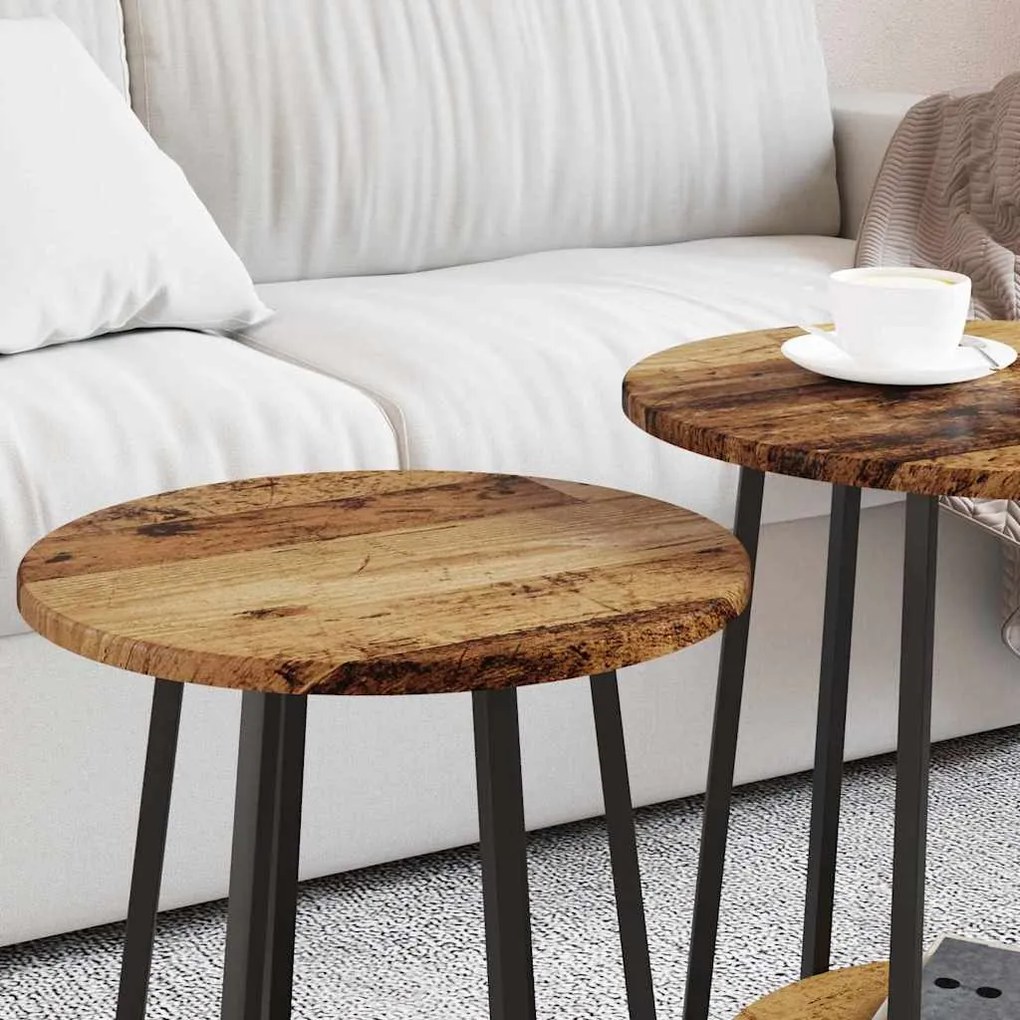 Conjunto de Mesas de Apoio 2 pcs em Madeira Velha, Madeira Engenharia