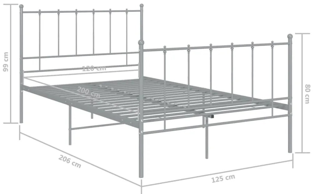 Estrutura de cama 120x200 cm metal cinzento