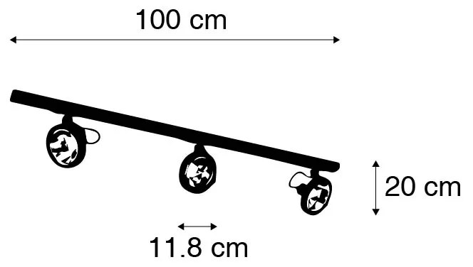 Sistema de calhas com 3 focos pretos monofásicos - Go