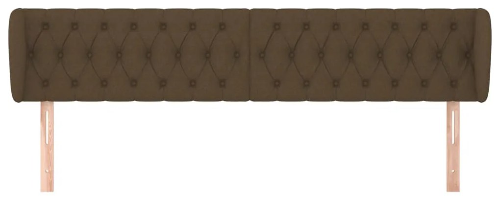 Cabeceira de cama c/ abas tecido 203x23x78/88cm castanho-escuro