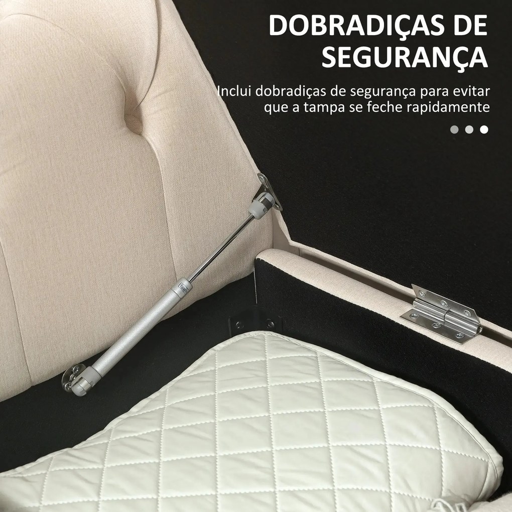 Banco com Arrumação – Bellagio – 146,5x49x74,5 cm – Bege – Tecido de L