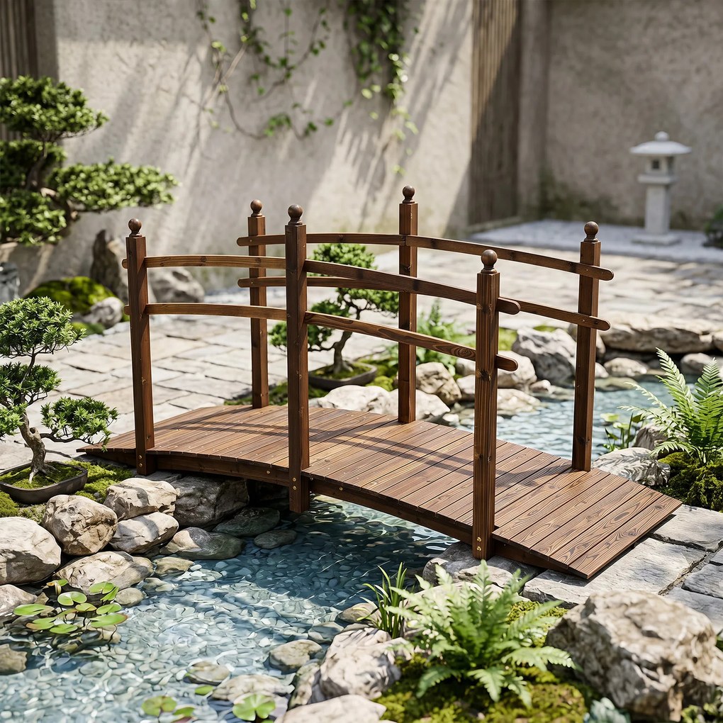 Ponte de Jardim para Ribeiros, 230 x 73 x 108 cm, Madeira Carbonizada, Castanho