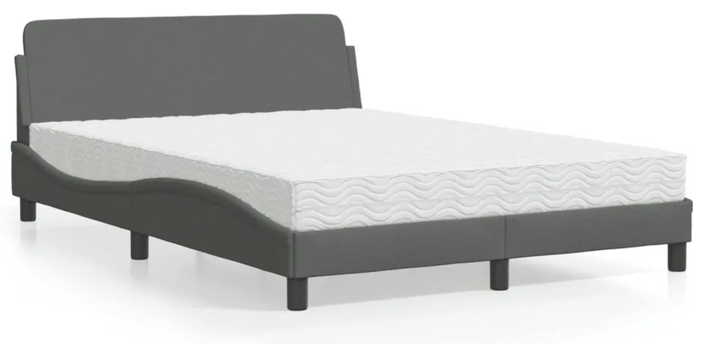 Cama com colchão 140x190 cm tecido cinzento-escuro