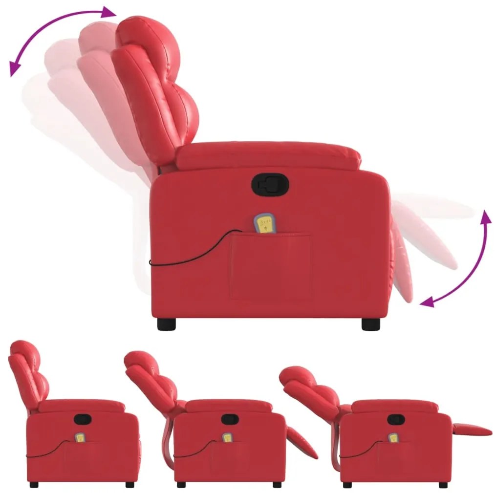 Poltrona de massagens reclinável couro artificial vermelho