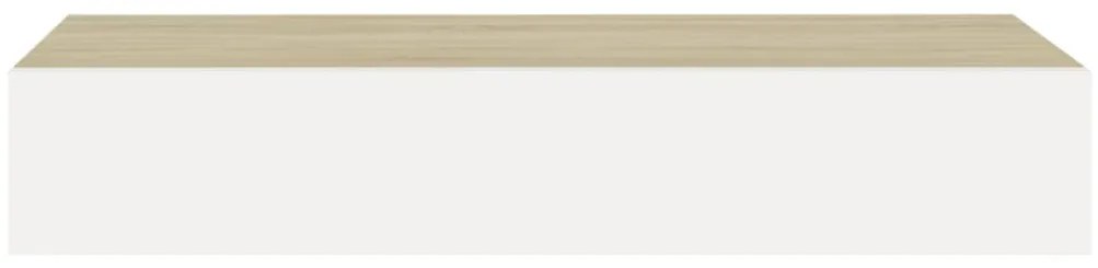 Prateleiras parede c/ gavetas 2pcs MDF carvalho/branco