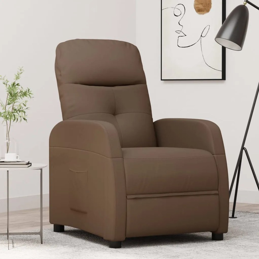 289820 vidaXL Cadeira reclinável tecido castanho