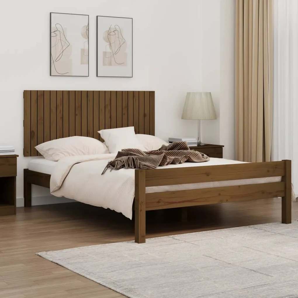 vidaXL Cabeceira de parede 140x3x60 cm pinho maciço castanho-mel