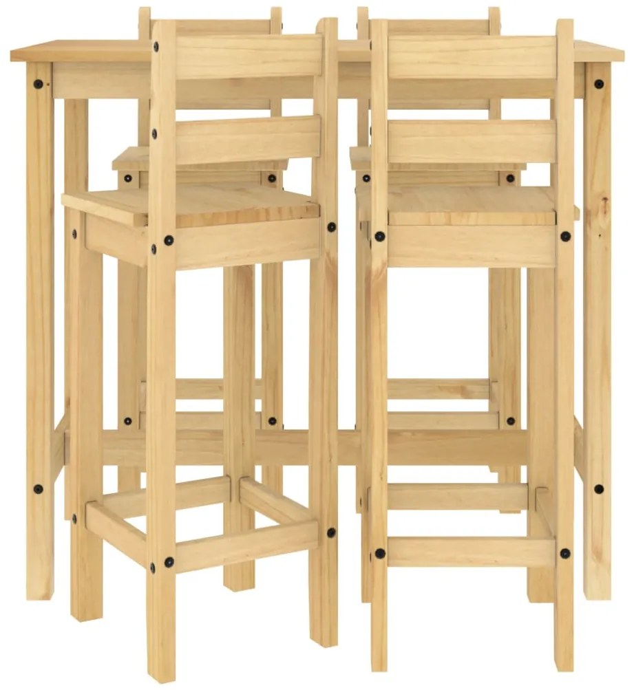 5 pcs conjunto de bar pinho maciço