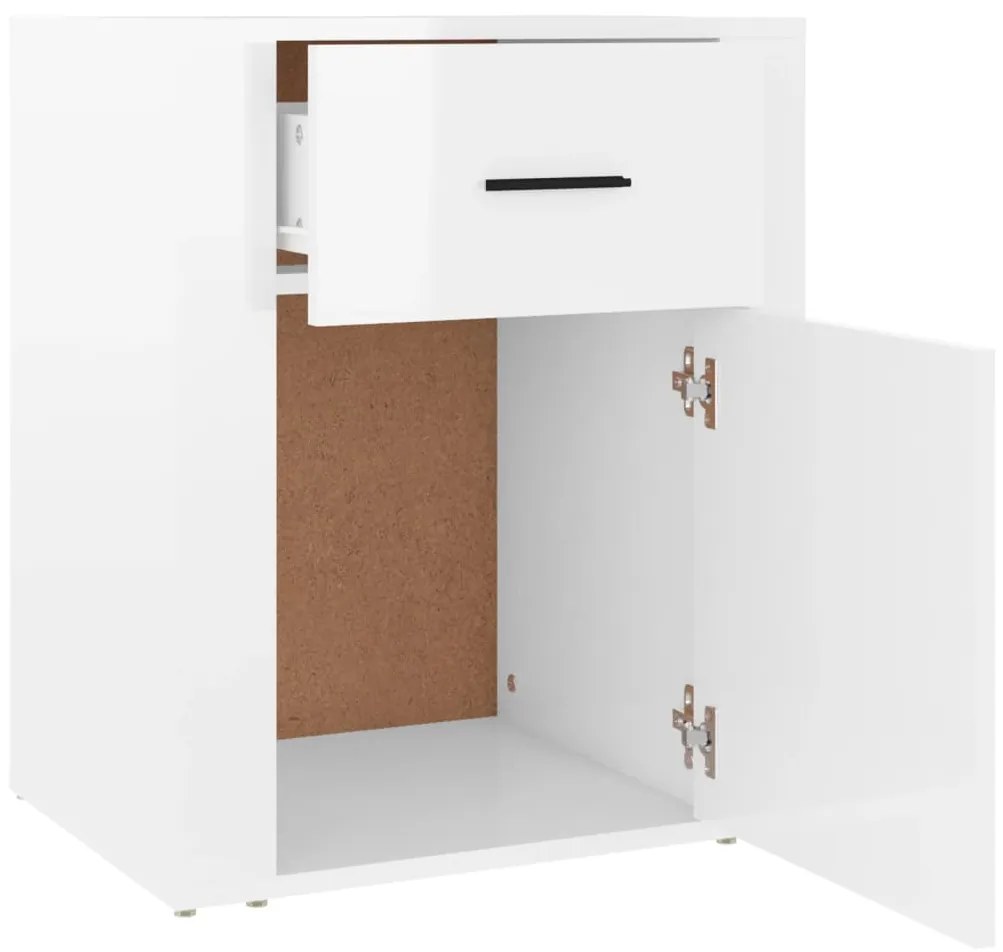 Mesa de cabeceira 50x36x60cm derivados madeira branco brilhante