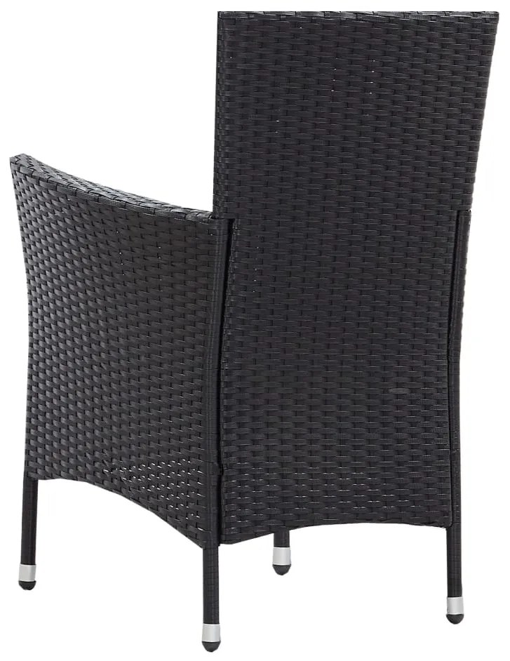 5 pcs conjunto de jantar para jardim vime PE preto