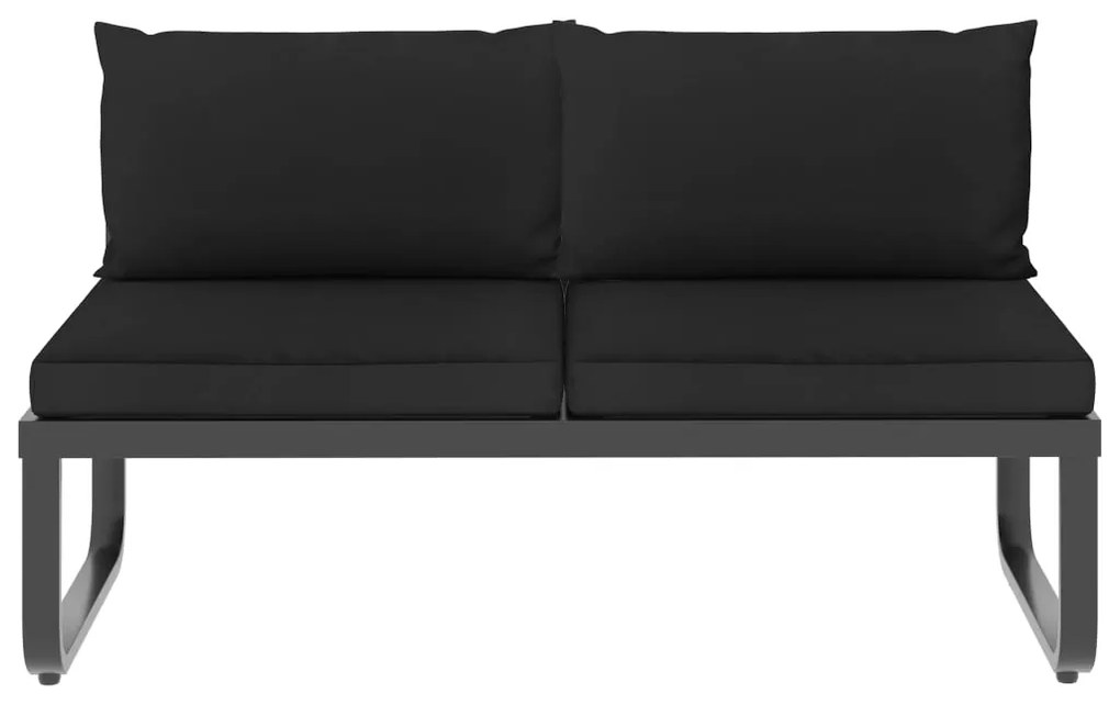 Sofás de canto para jardim com almofadões 4 pcs alumínio e WPC