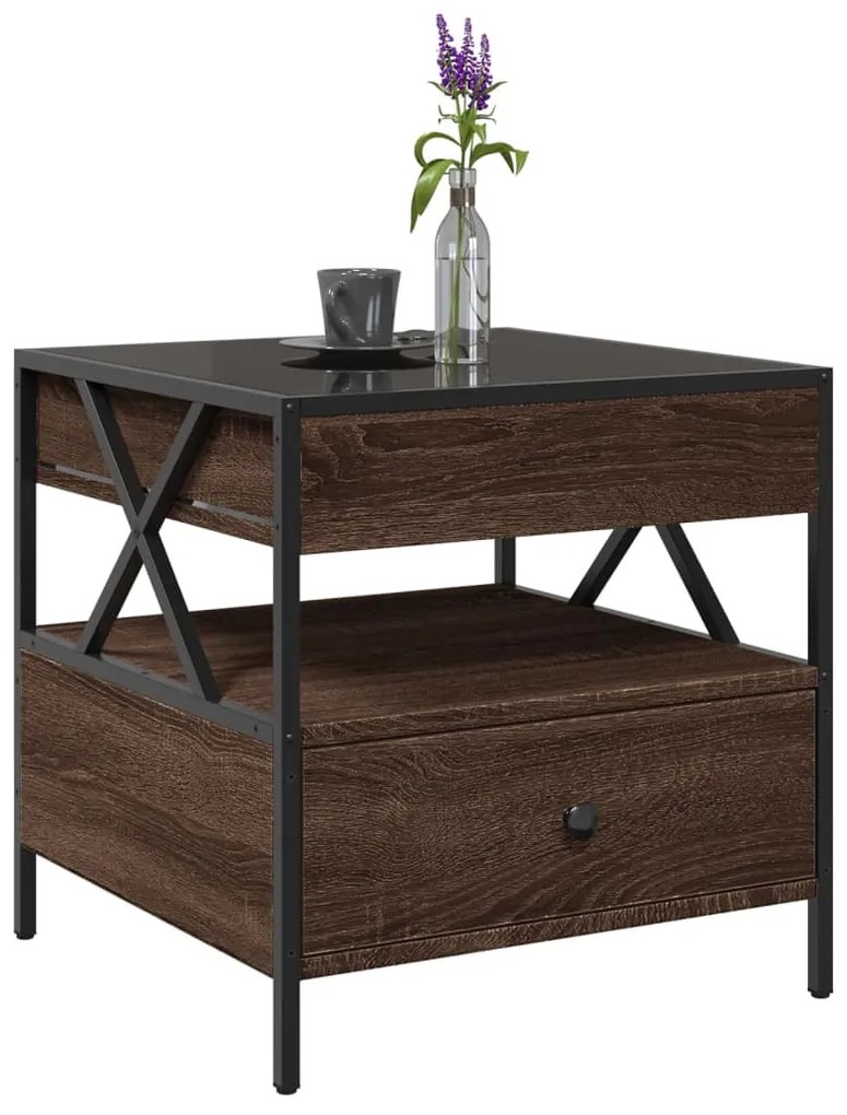 Mesa de centro luzes LED Infinity 50x50x51 cm carvalho castanho