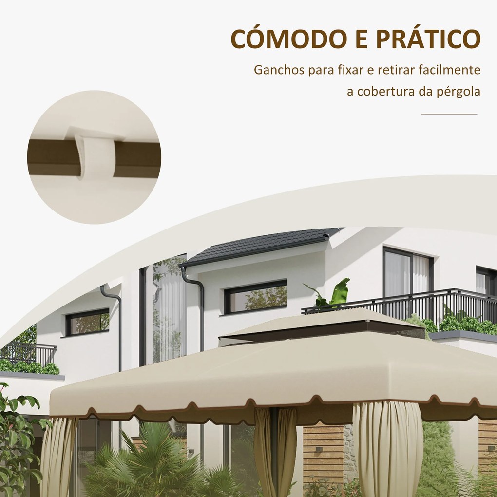 Outsunny Toldo de Substituição para Pérgola 400x300 cm Teto de Substit