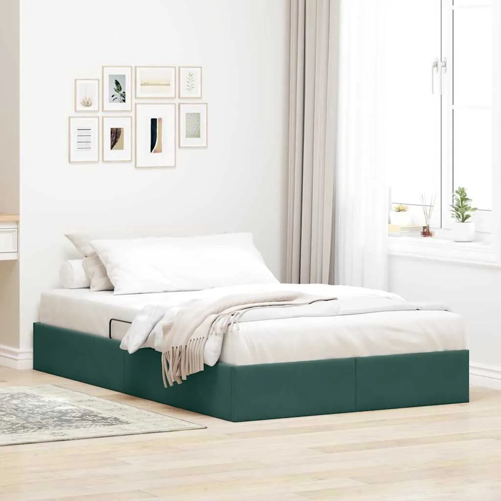 vidaXL Cama com Armazenamento Verde Escuro 120 x 200 cm Veludo