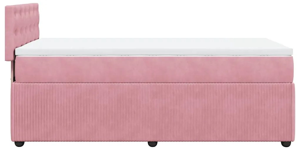Cama com molas/colchão 90x200 cm veludo rosa