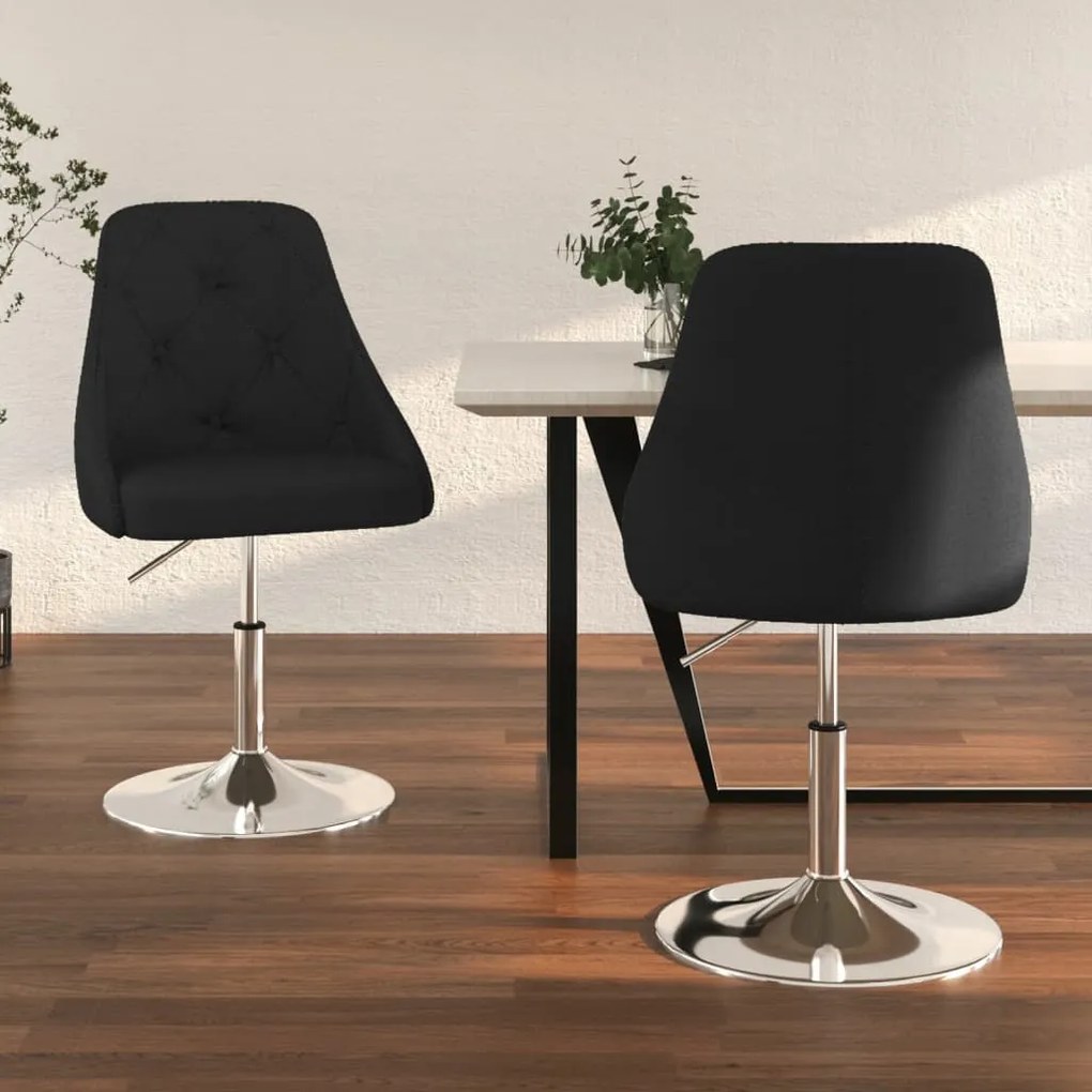 vidaXL Cadeiras de jantar giratórias 2 pcs tecido preto