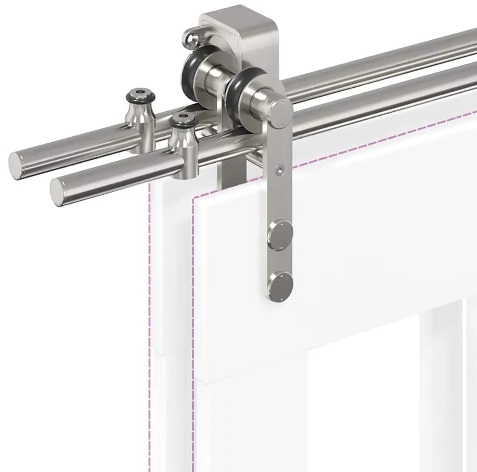 Kit ferragens p/ porta deslizante 366cm aço inoxidável prateado