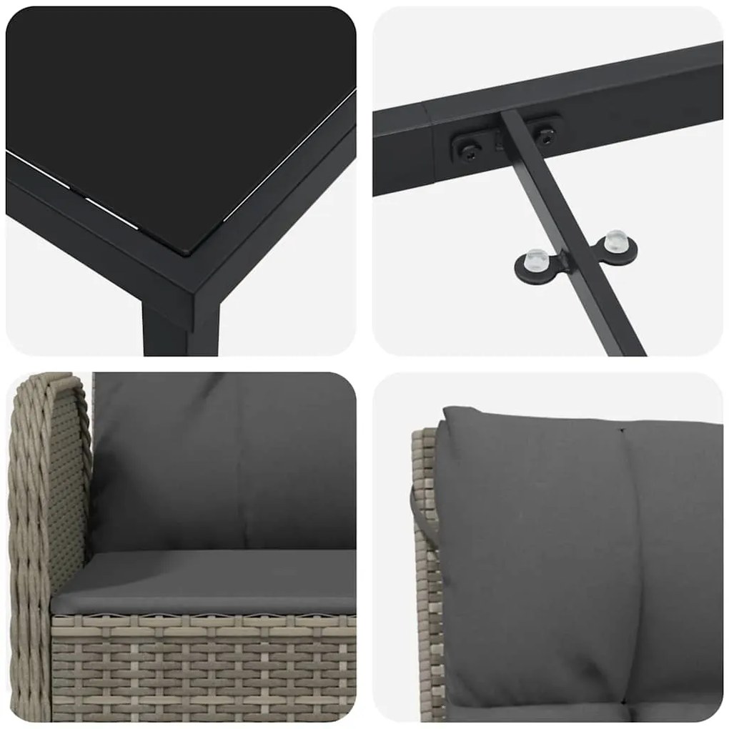 Conjunto de Jantar de Jardim com 5 Peças em Rattan Poliéster Cinza
