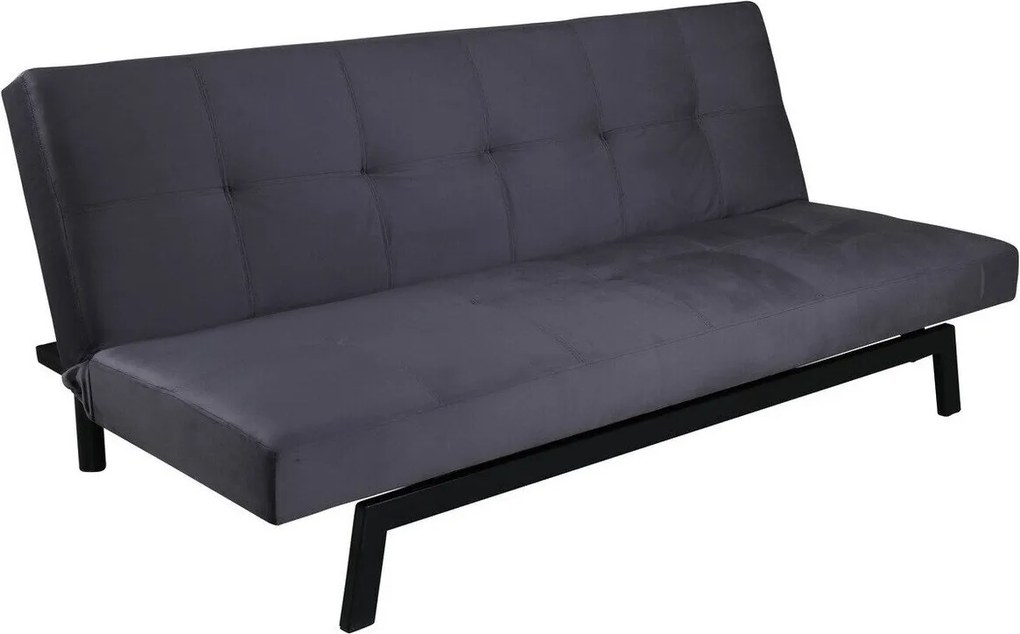 Sofá-cama Dallas 1710, Número de lugares: 3, Cinzento escuro, Preto, 80x180x87cm, 30 kg, Pernas: Metal