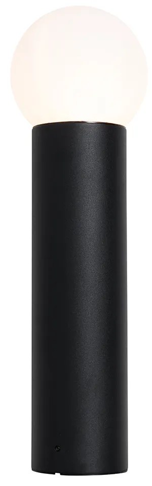 Candeeiro de pé exterior preto com vidro opalino 50 cm IP44 - Huma Moderno