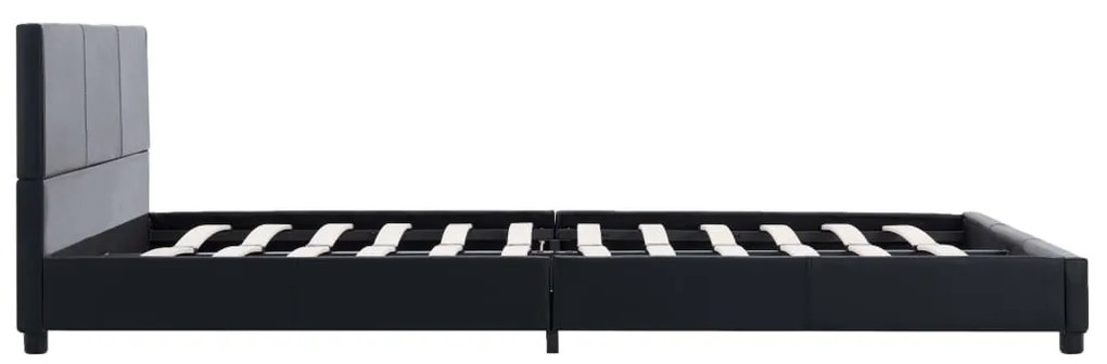 Estrutura de cama 160x200 cm couro artificial preto