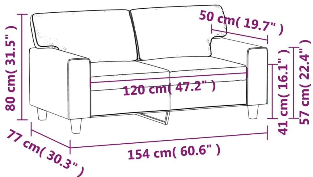 Sofá de 2 lugares 120 cm couro artificial cor cappuccino