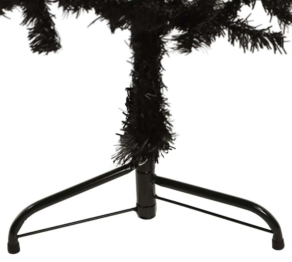 Meia árvore de Natal fina com suporte 120 cm preto